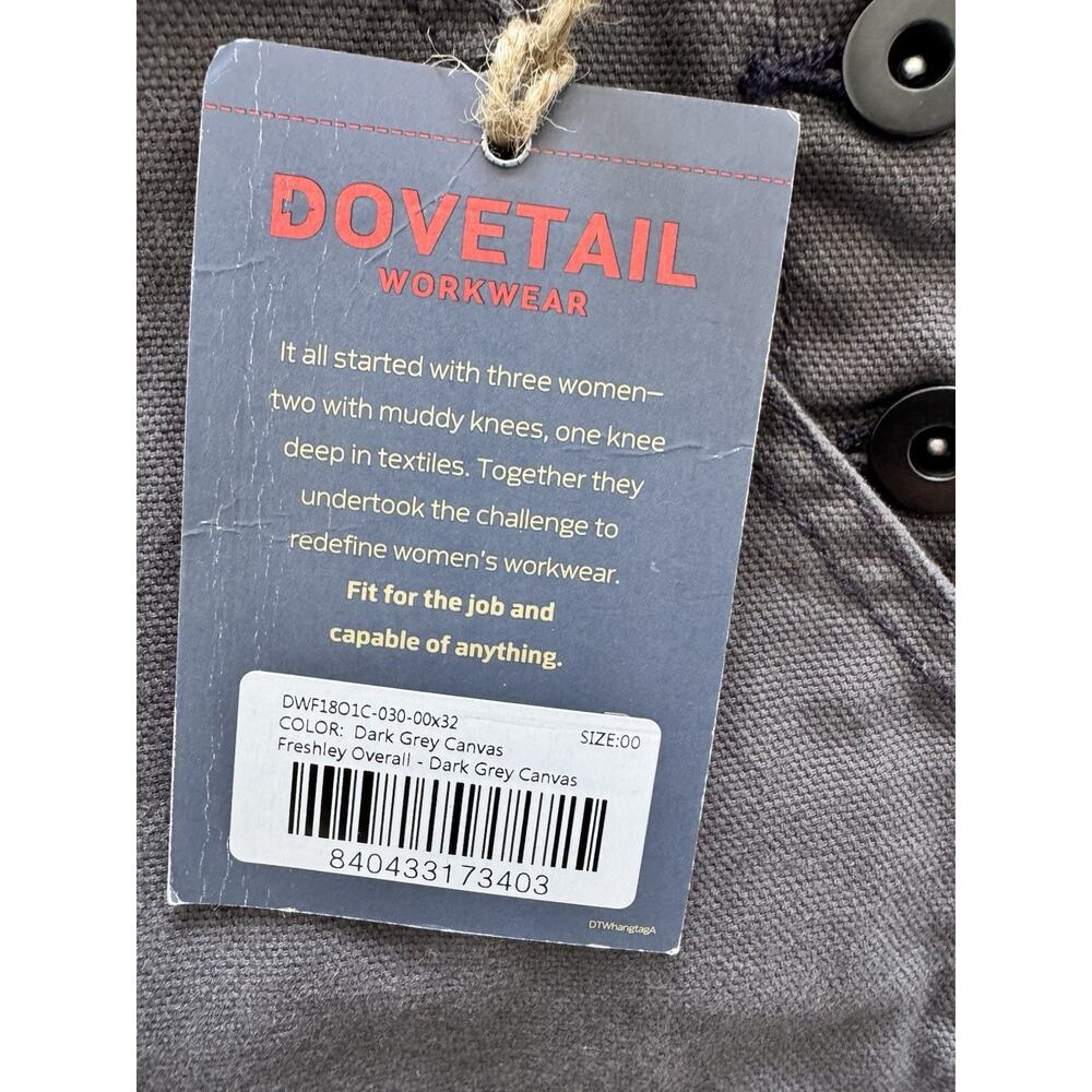 Dovetail Workwear Freshley Overalls for Women Dark Grey Canvas 00/32 NWT - Picture 5 of 5